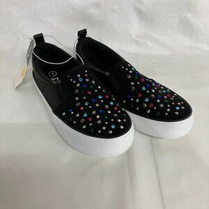 NWT Art Class Kids' Size 1 Black Multi Embellished Slip-On Sneakers
